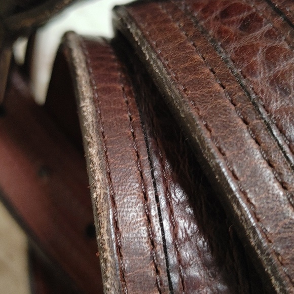 Men's Lejon Bison Leather Belt Dark Brown Size 46 - Picture 3 of 11